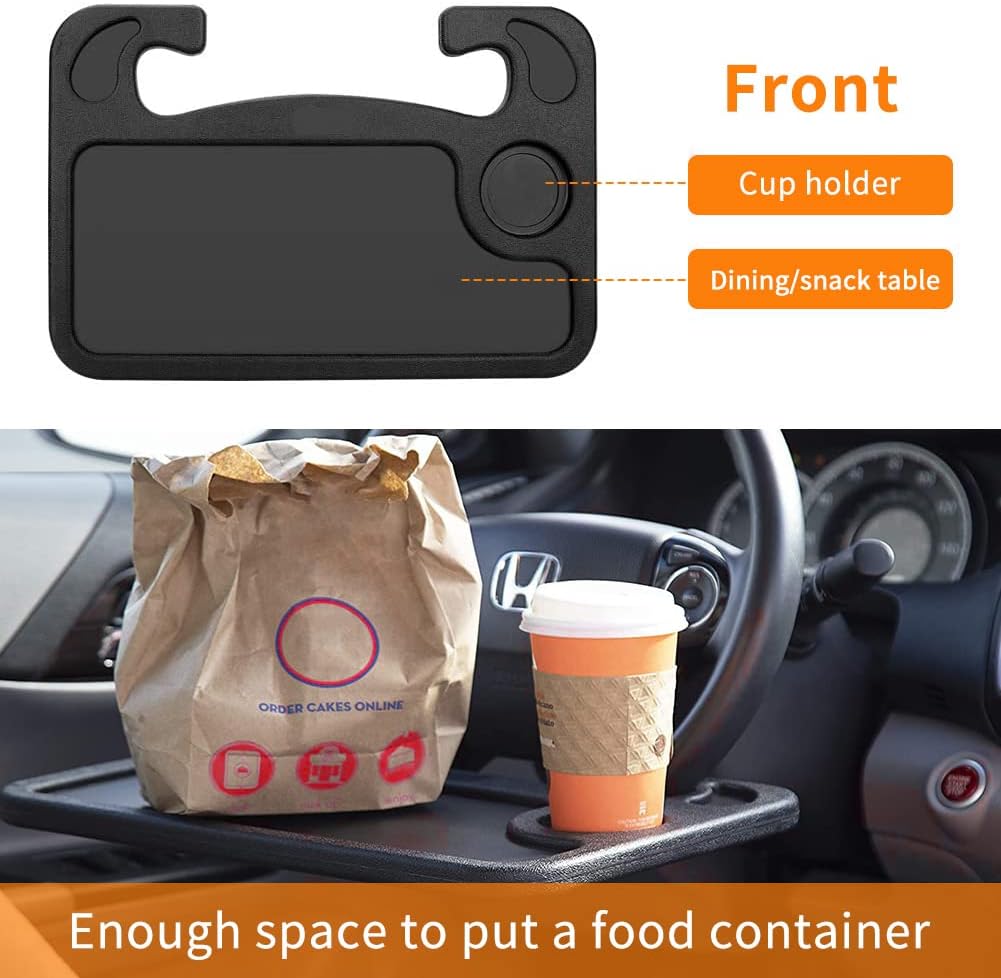 Car Steering Wheel Desk | Food Table for Car | Steering Wheel Tray for Constant Travelers, Fits Most Vehicles Steering Wheels - Enkaji Households