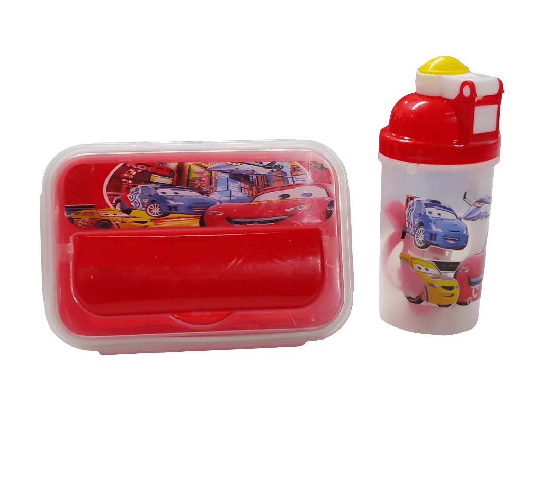 Cartoon themed lunch box+water bottle - Enkaji Households