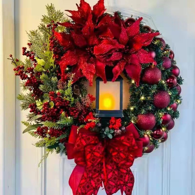 Christmas Door Wreath Decor with Lights - Enkaji Households