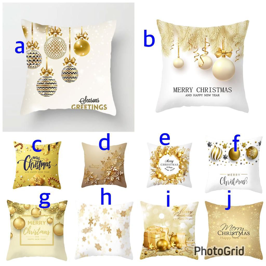 Christmas Gold & White Throw Pillow Covers - Enkaji Households