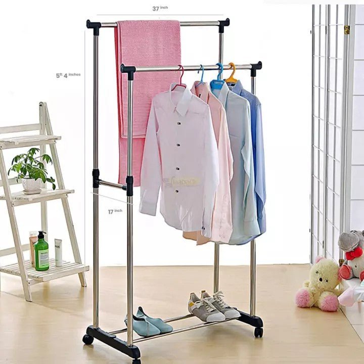 Coat rack/Floor coat rack, double pole stainless steel hanger(HS01) - Enkaji Households