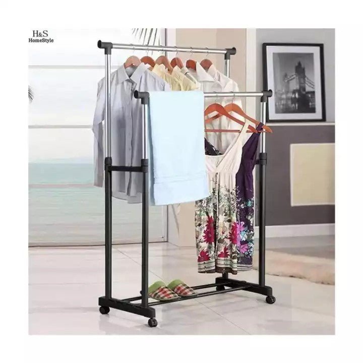 Coat rack/Floor coat rack, double pole stainless steel hanger(HS01) - Enkaji Households