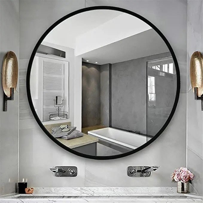 Contemporary Round Mirror For Bathroom Vanity, Entryway, Living room - Enkaji Households