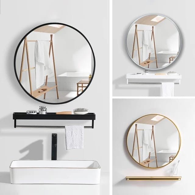 Contemporary Round Mirror For Bathroom Vanity, Entryway, Living room - Enkaji Households