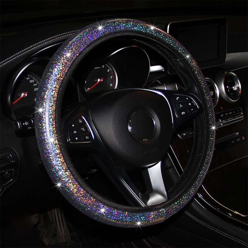 Crystal Steering Wheel Cover - Universal Diamond Bling for Women - Enkaji Households