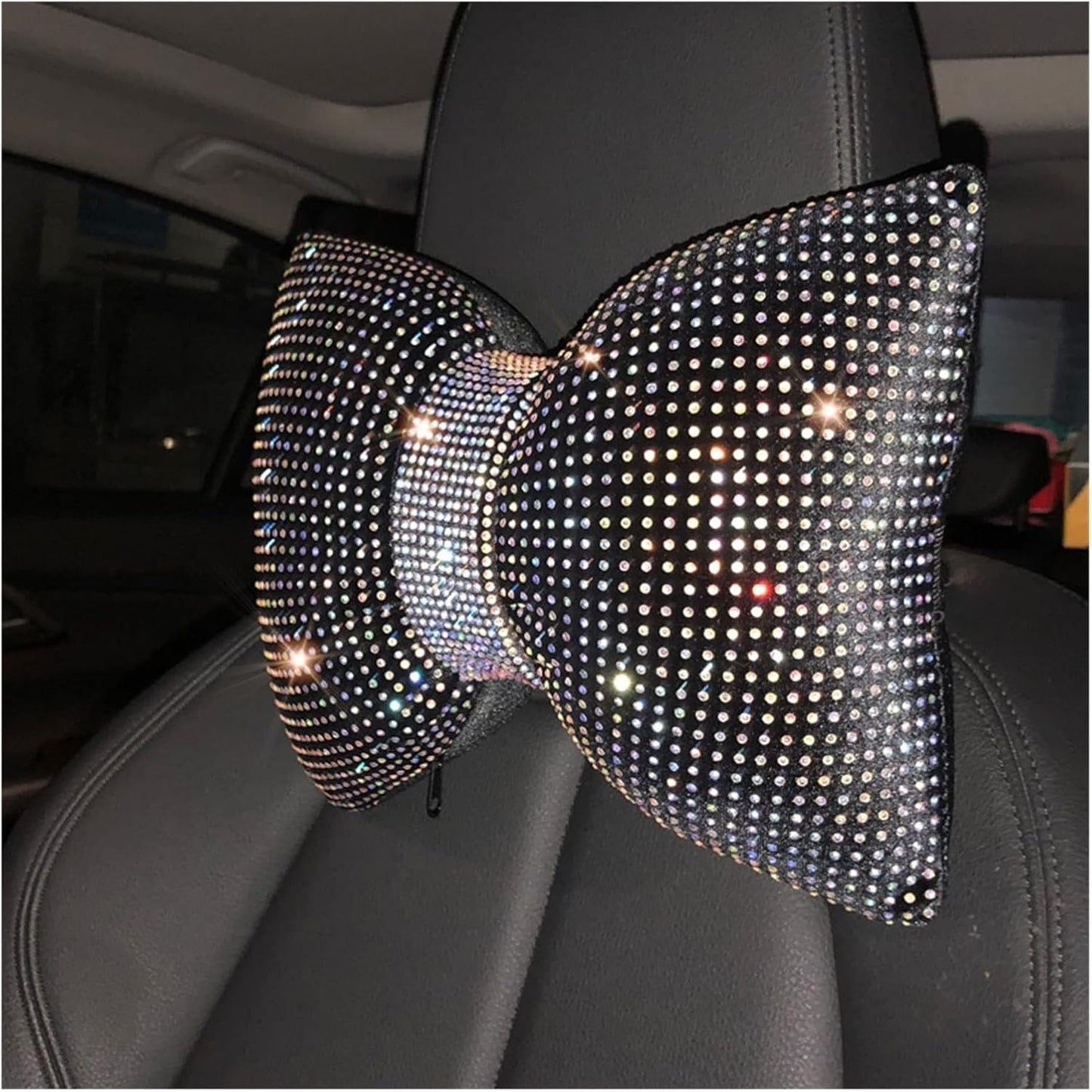 Diamond Bowknot Car Headrest (1 Pair) Comfortable Neck and Waist Support - Enkaji Households