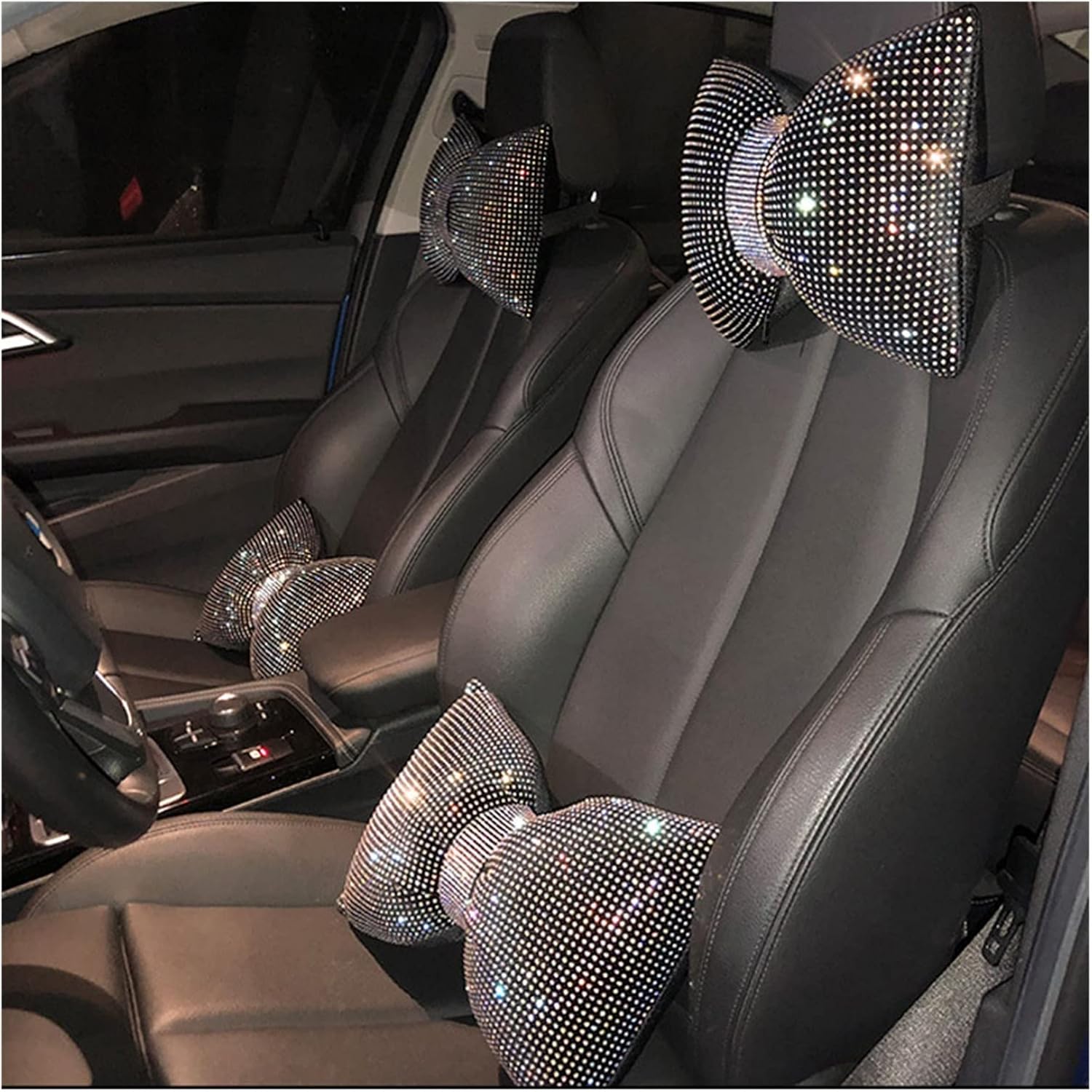 Diamond Bowknot Car Headrest (1 Pair) Comfortable Neck and Waist Support - Enkaji Households