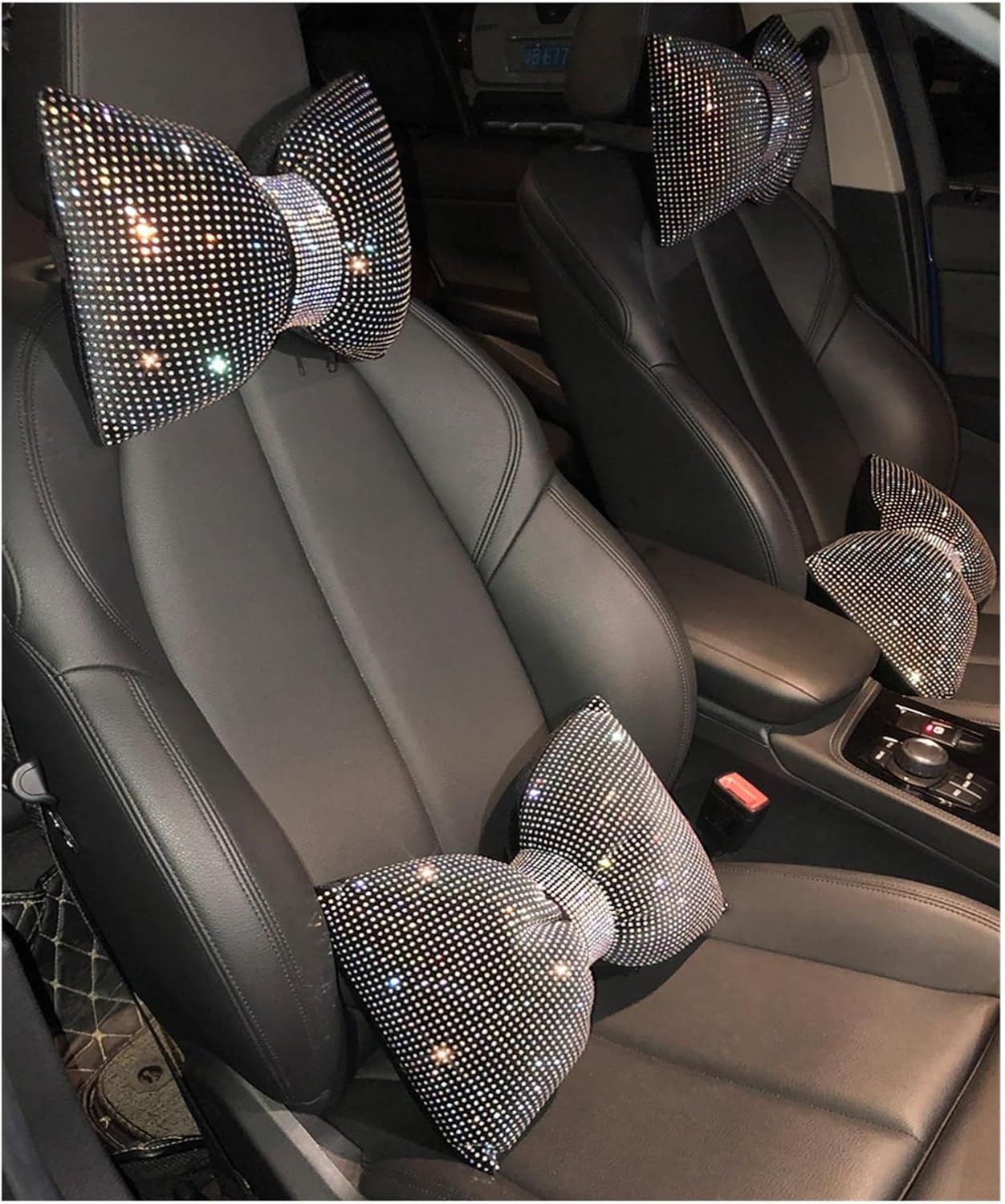 Diamond Bowknot Car Headrest (1 Pair) Comfortable Neck and Waist Support - Enkaji Households