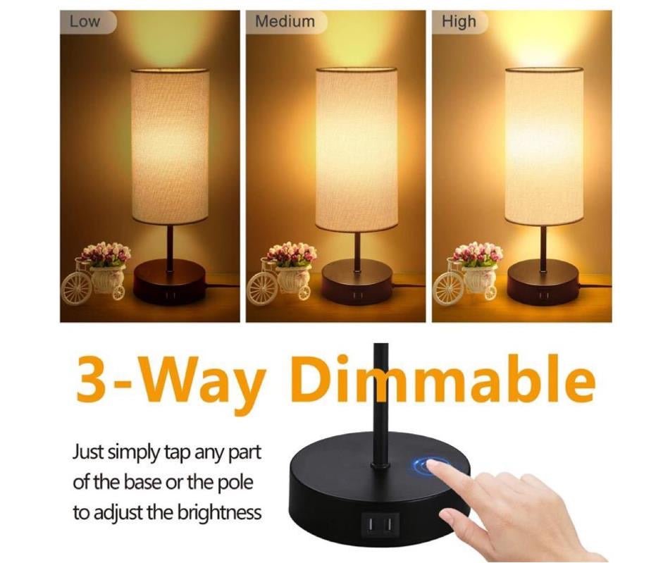 Dimmable nightstand lamp with usb port - Enkaji Households