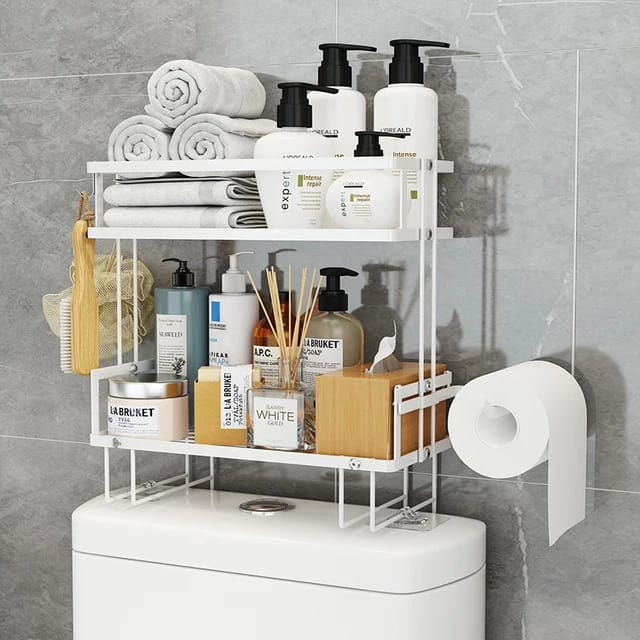 Double Layer Bathroom/ Toilet Racks With Tissueholder - Enkaji Households