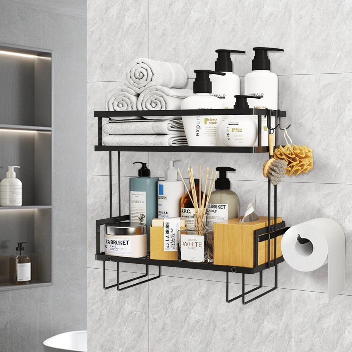 Double Layer Bathroom/ Toilet Racks With Tissueholder - Enkaji Households