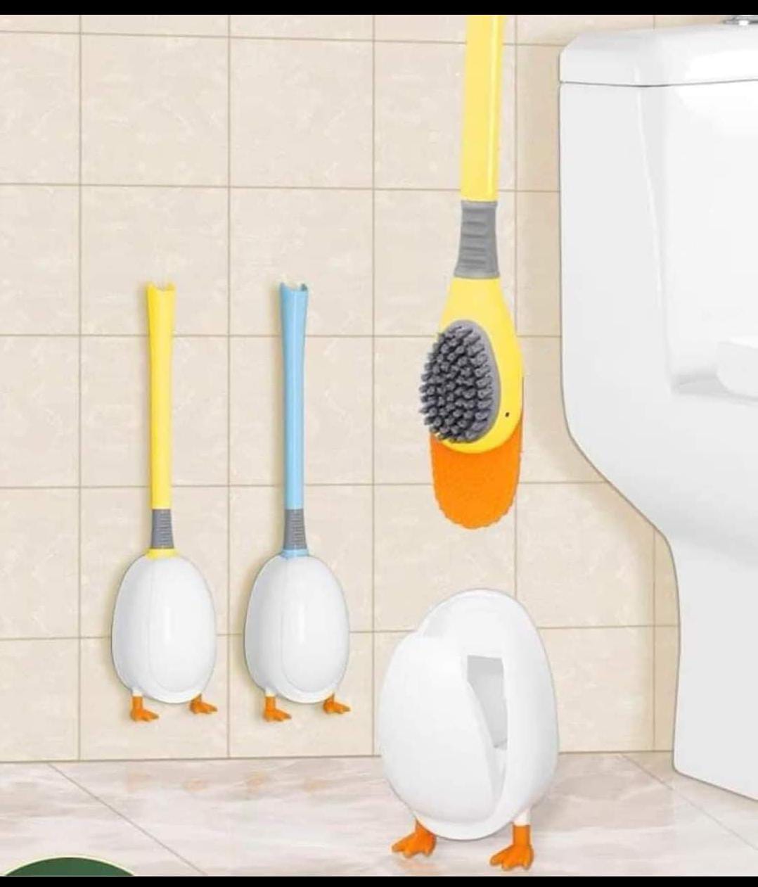 Duck shaped toilet brush holder + silicone toilet brush - Enkaji Households