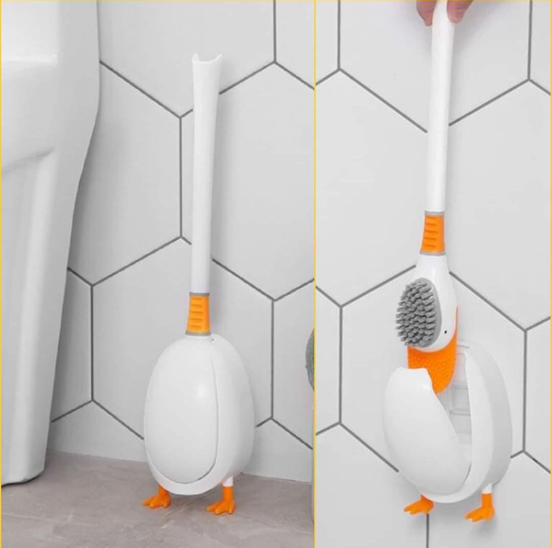 Duck shaped toilet brush holder + silicone toilet brush - Enkaji Households