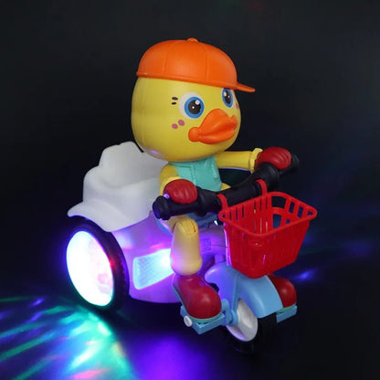 Electric Stunt Rotating Duck Tricycle Toy – Dynamic Music &amp; Lights for Baby Fun - Enkaji Households