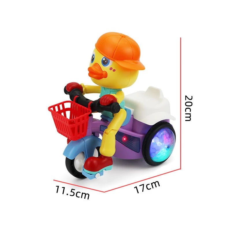 Electric Stunt Rotating Duck Tricycle Toy – Dynamic Music &amp; Lights for Baby Fun - Enkaji Households