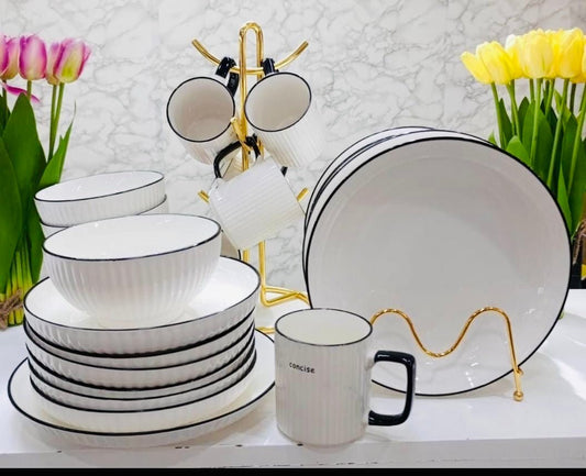 Elegant 24 - piece Ceramic Dinner Set - Enkaji Households