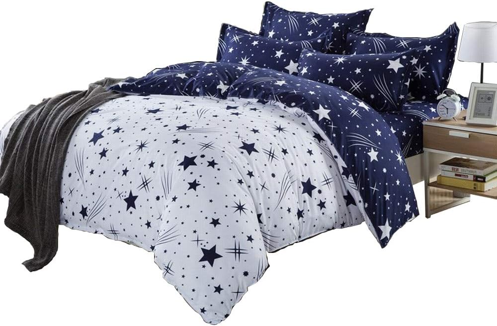 Fashion White and Blue Star Duvet Set - Enkaji Households