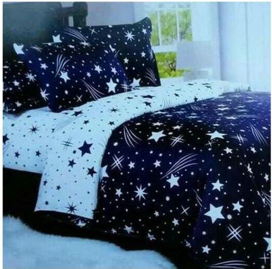 Fashion White and Blue Star Duvet Set - Enkaji Households