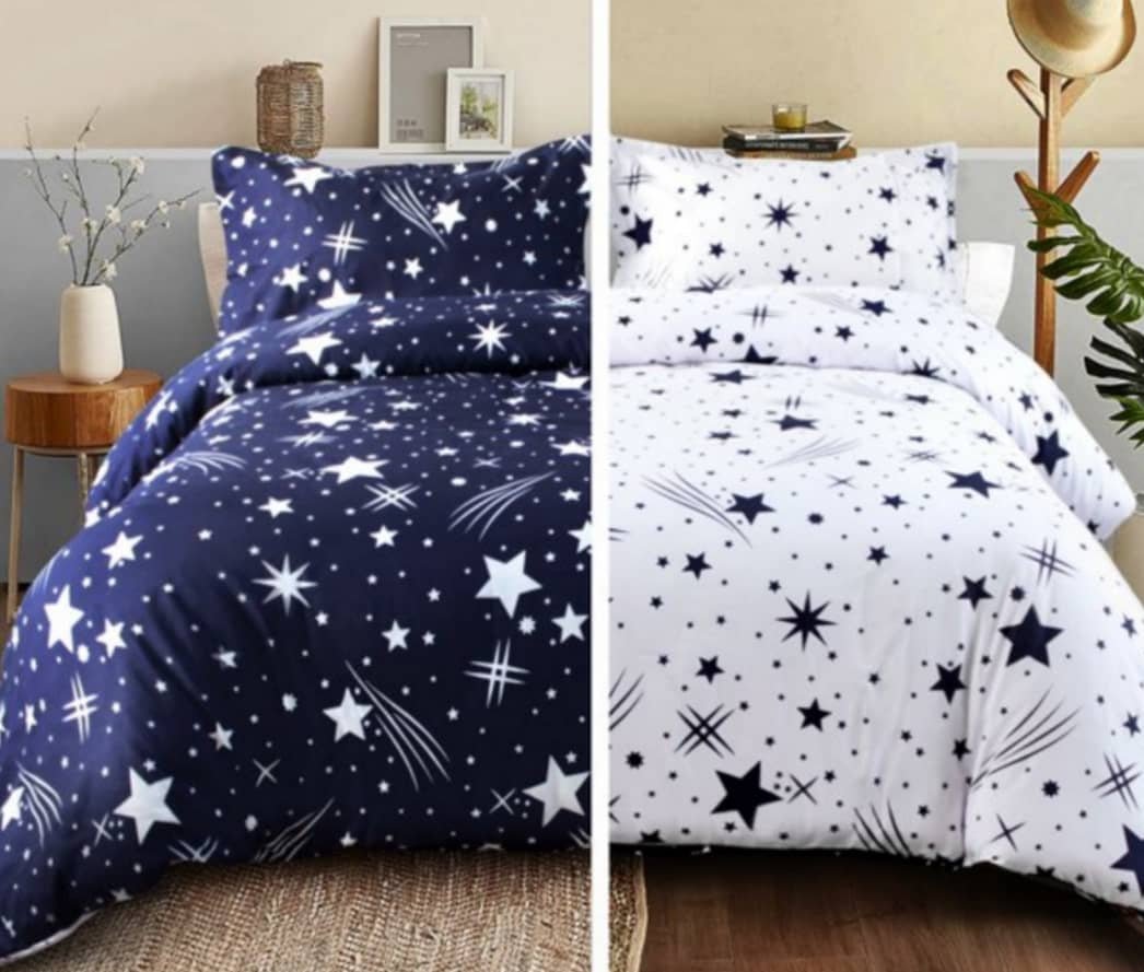 Fashion White and Blue Star Duvet Set - Enkaji Households