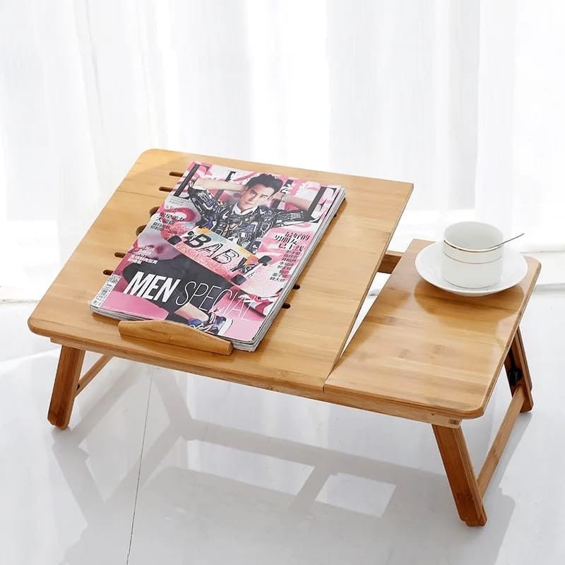 Foldable Bamboo Laptop Table with Double Fans and Drawer - Enkaji Households