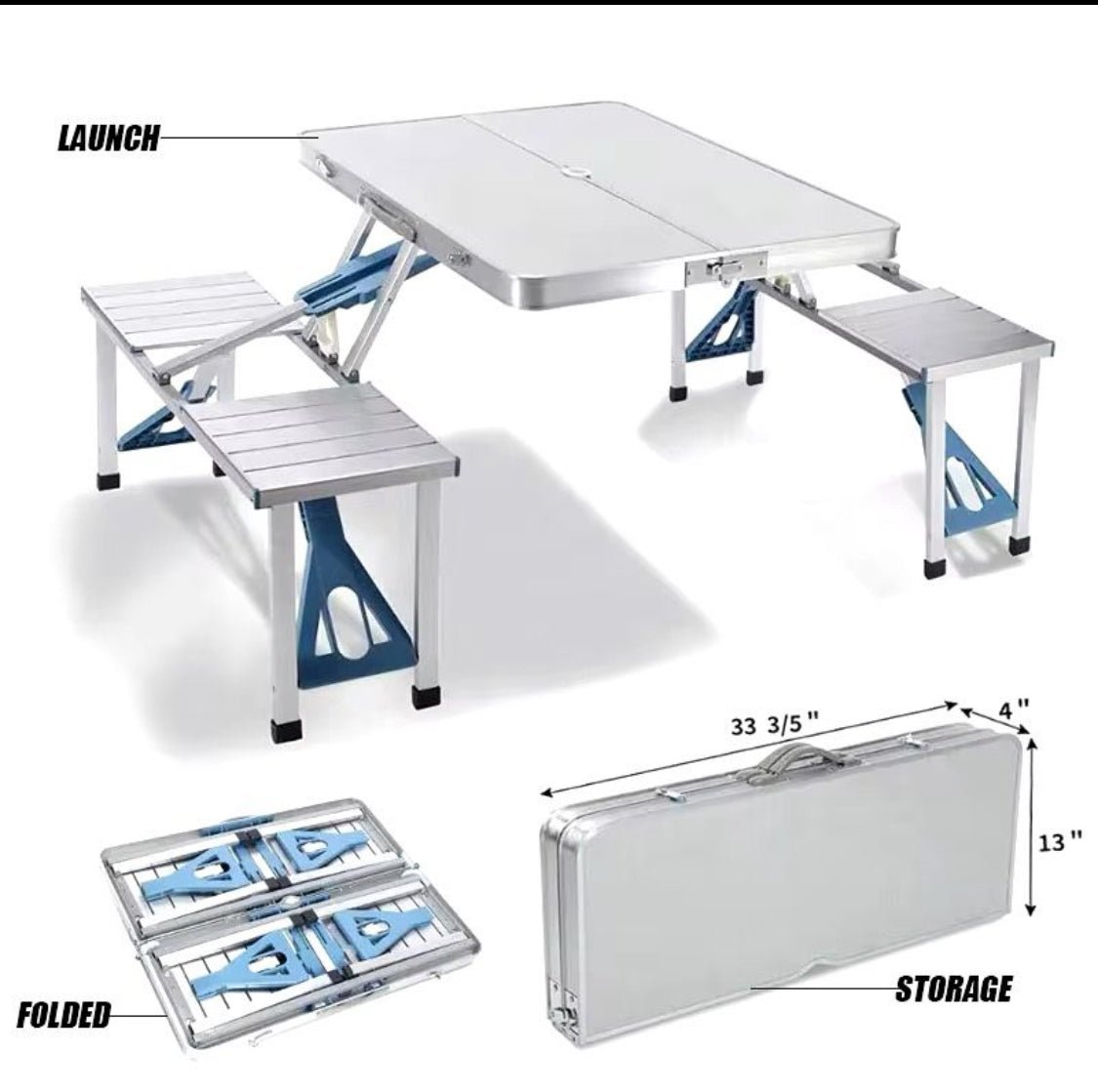 Folding Adjustable Picnic & Camping Table Set with 4 Seat - Enkaji Households