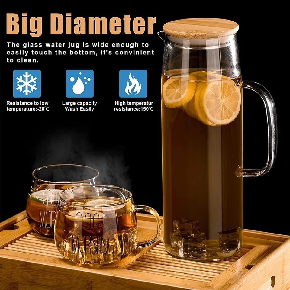 Glass Borosilicate Water Pitcher - Enkaji Households