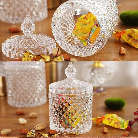 Glass Sweets Jar with Lid, glass Sugar dish(HS01) - Enkaji Households