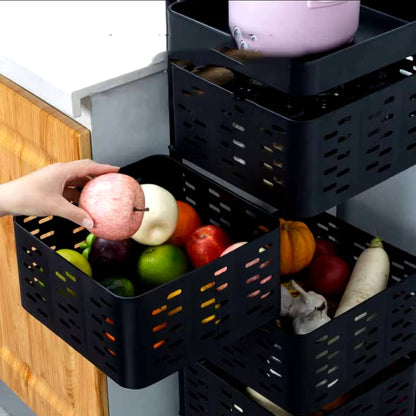 Heavy - Duty 5 - Tier Basket Storage Rack – Lockable Wheels &amp; Baskets - Enkaji Households