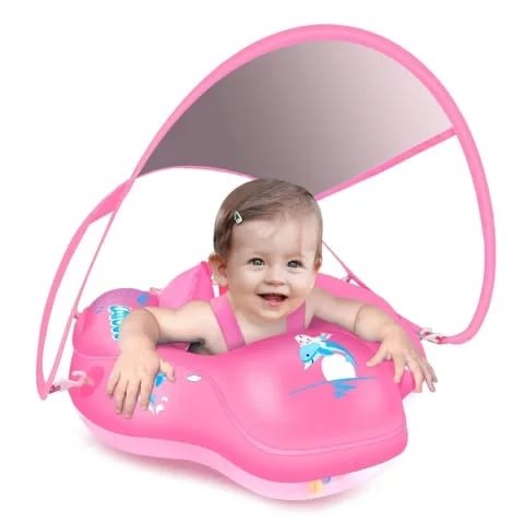 Inflatable Kids Swimming Pool Ring with Net Sun Shade & Free Pump - Enkaji Households