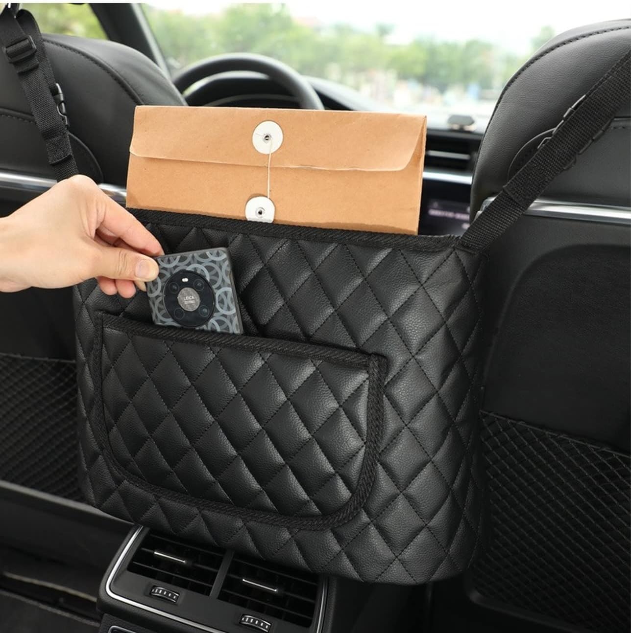 Leather Car In - Between Seat Organizer - Enkaji Households