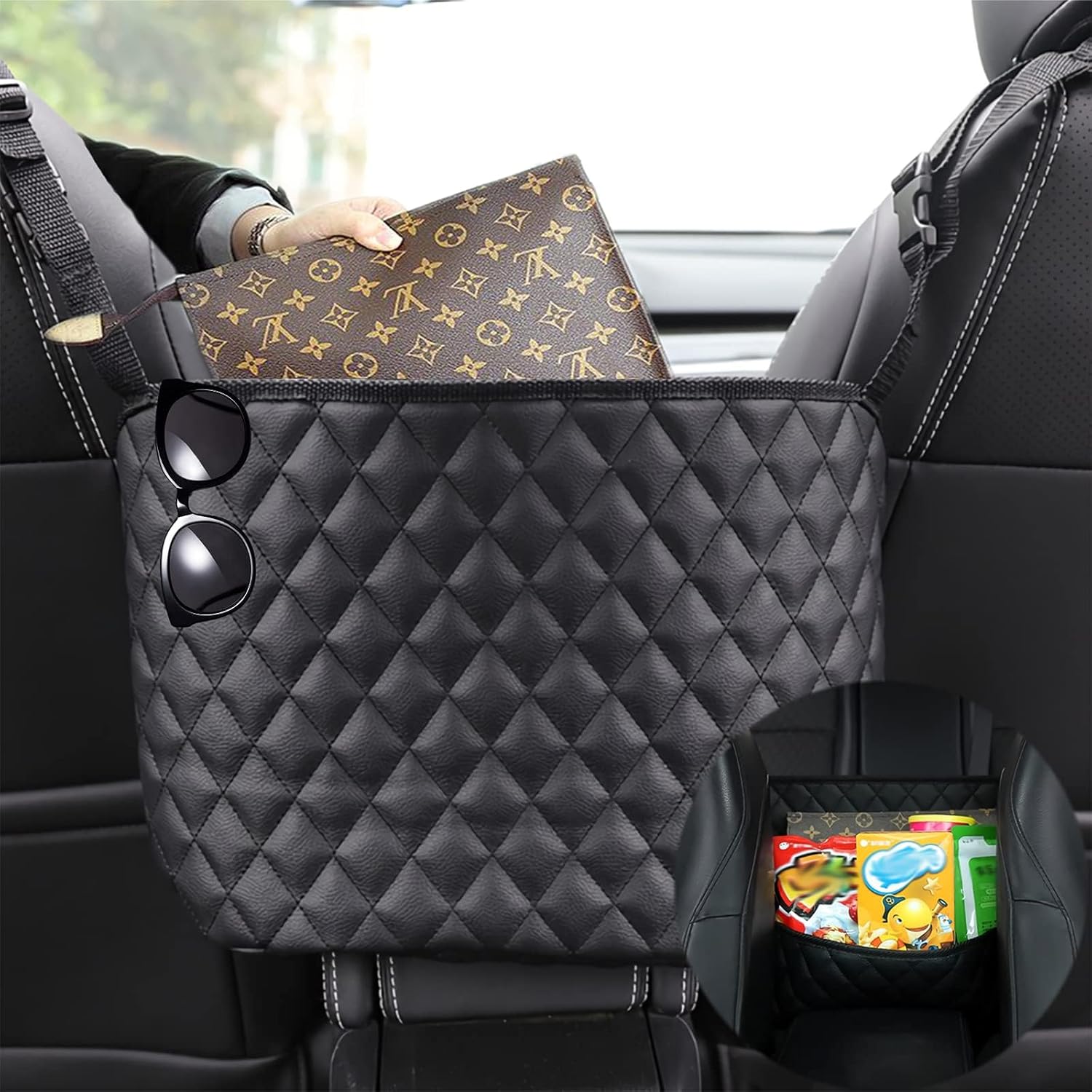 Leather Car In - Between Seat Organizer - Enkaji Households