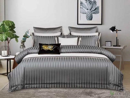 Luxury Cotton Satin Stripped Duvet cover sets - Enkaji Households