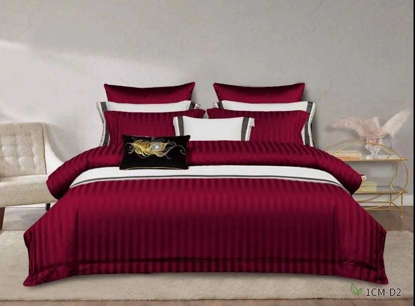 Luxury Cotton Satin Stripped Duvet cover sets - Enkaji Households