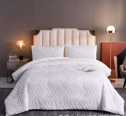 Luxury Tufted Wave Design Duvet Cover Set – Soft, Durable, and Breathable Microfiber - Enkaji Households