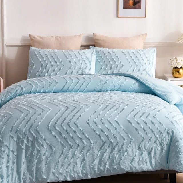 Luxury Tufted Wave Design Duvet Cover Set – Soft, Durable, and Breathable Microfiber - Enkaji Households