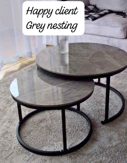 Marble Top Nesting Twin Tables - Enkaji Households