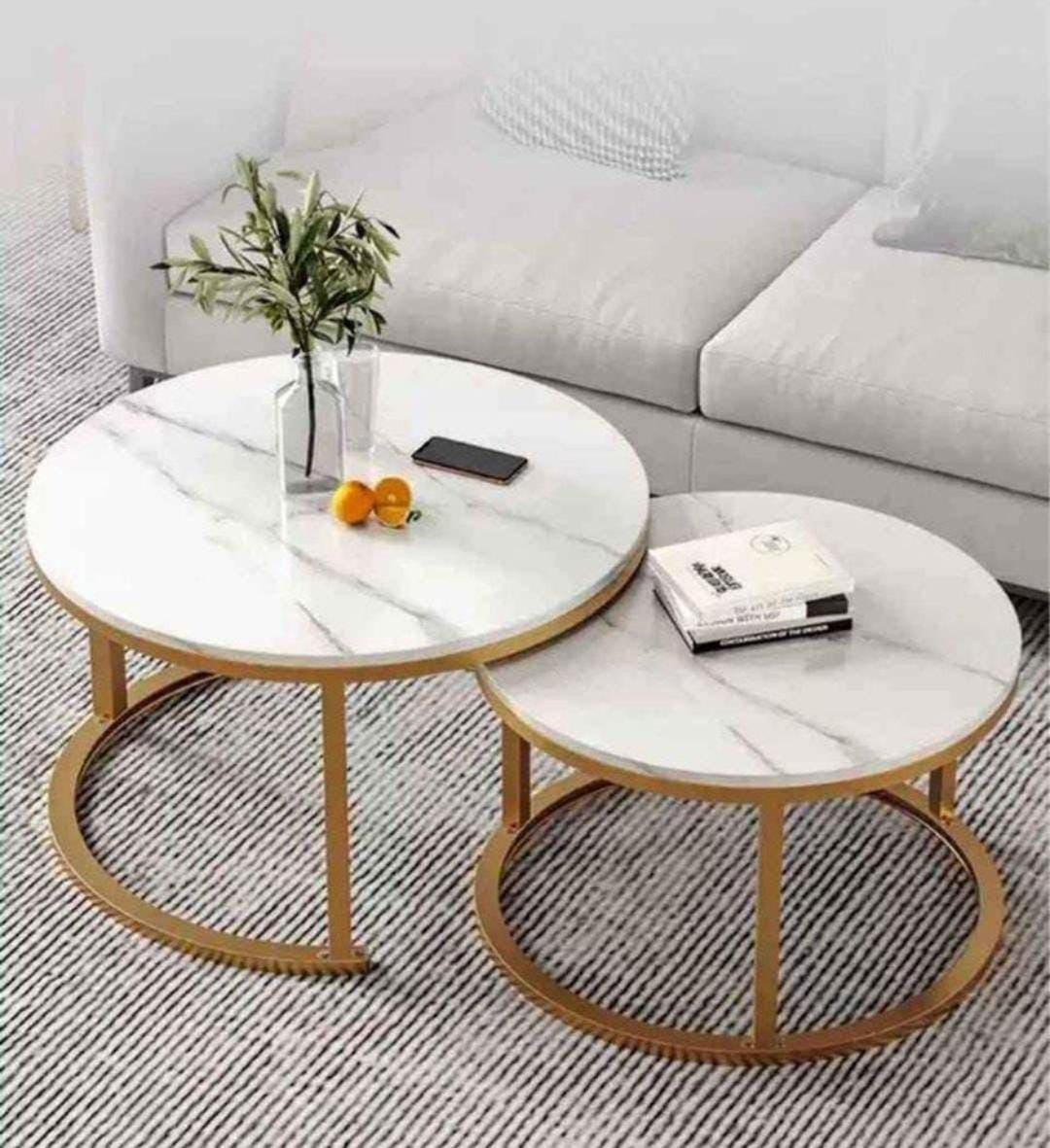 Marble Top Nesting Twin Tables - Enkaji Households