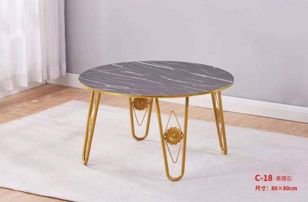 Modern Round MDF Coffee Table with Marble Top Design - Enkaji Households