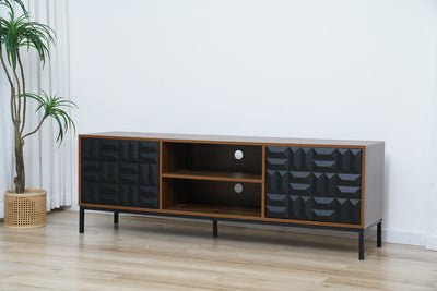 Modern Walnut and Black TV Stand - Enkaji Households