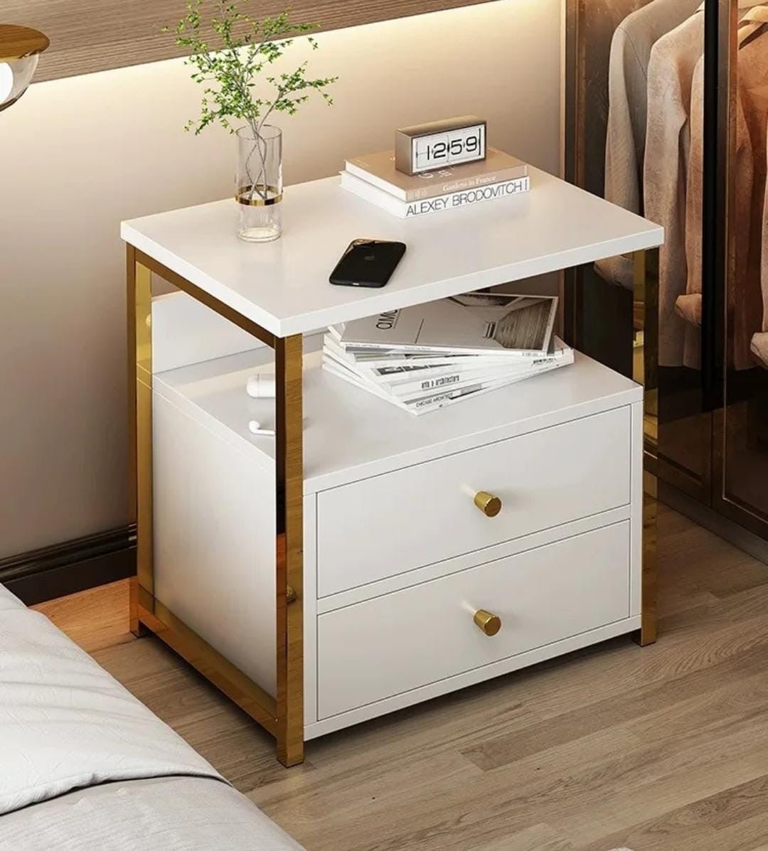 Nordic Luxury Double Drawer Bedside Cabinet - Enkaji Households