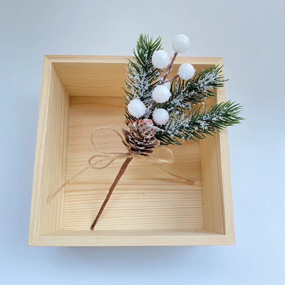 piece set of Christmas Red Berry Artificial Flowers and Pine Cone Branches - Enkaji Households