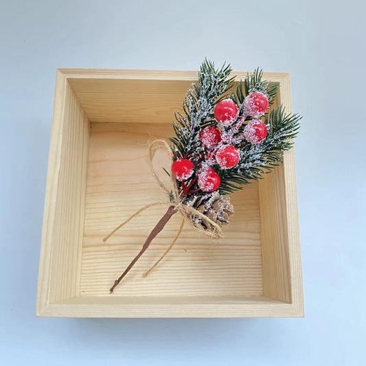 piece set of Christmas Red Berry Artificial Flowers and Pine Cone Branches - Enkaji Households