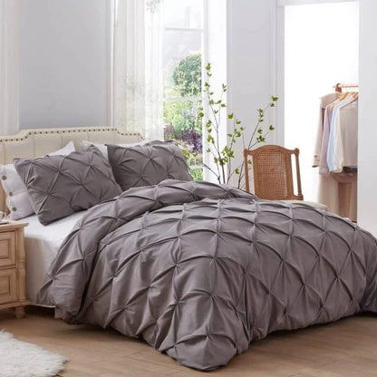 Pinch Pleat Cross Pintuck Duvet Cover set - Enkaji Households