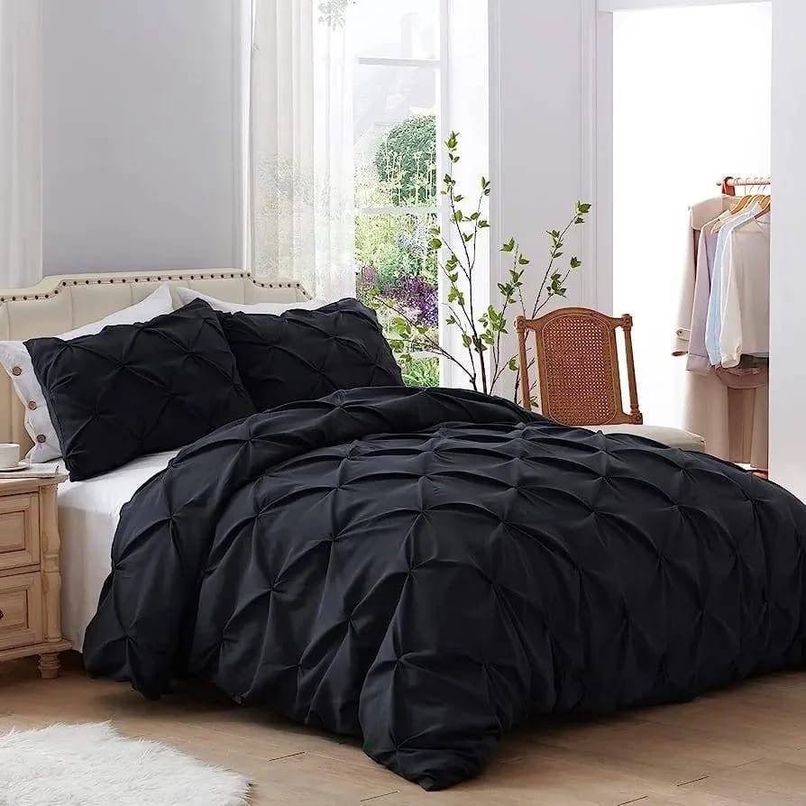 Pinch Pleat Cross Pintuck Duvet Cover set - Enkaji Households