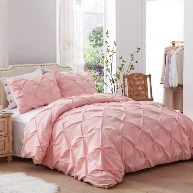 Pinch Pleat Cross Pintuck Duvet Cover set - Enkaji Households