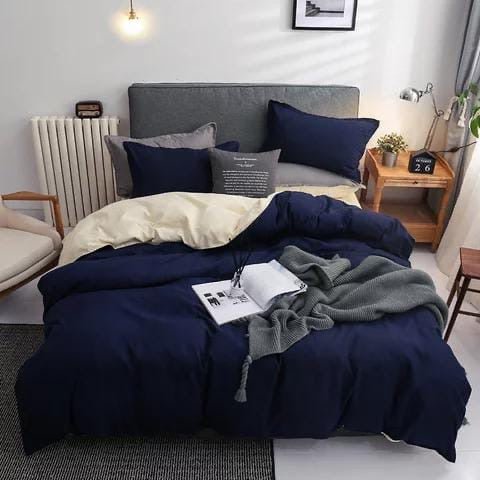 Plain Double - Sided Color Cotton Duvet Cover Set – Soft, Durable, and Comfortable Bedding - Enkaji Households