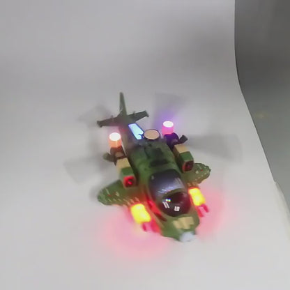 Children’s Electric Stunt Deformation Combat Aircraft – Music &amp; Lighting Military Helicopter Toy