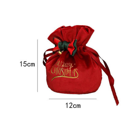 Santa Gift Candy Cookie Apple Bag – Christmas Drawstring Pouch - Enkaji Households