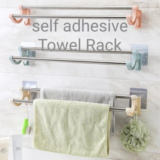 self adhesive Double Pole Towel Holder - Enkaji Households