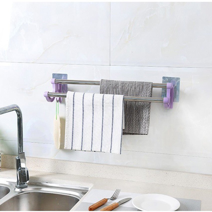 self adhesive Double Pole Towel Holder - Enkaji Households